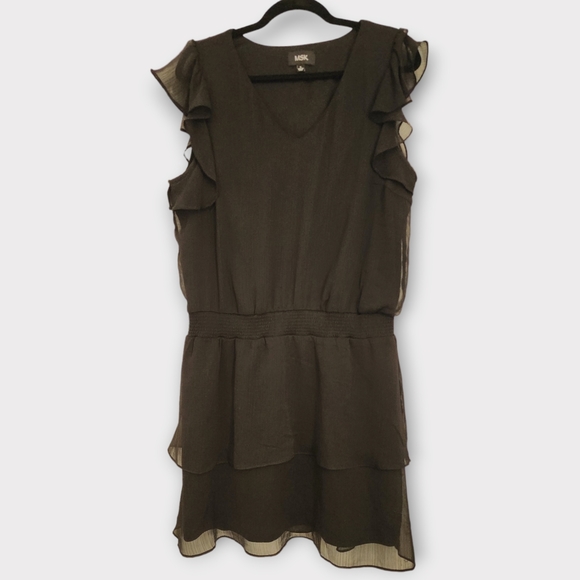 MSK Short Sleeve Fit + Flare Dress, Large, Black - Picture 3 of 8